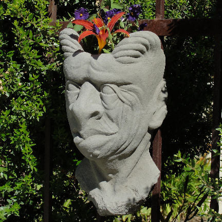 gargoyle head face wall planter