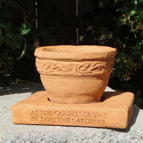 inscription plant pot As the Garden Grows So Does the Gardener – Saucer (FP) – Designer Stone Inc