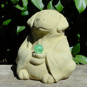 Meditating buddha dog sculpture with marble